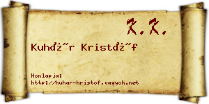 Kuhár Kristóf névjegykártya